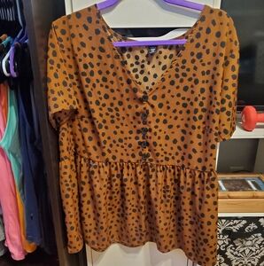 Brown Polka Dot Women's Top